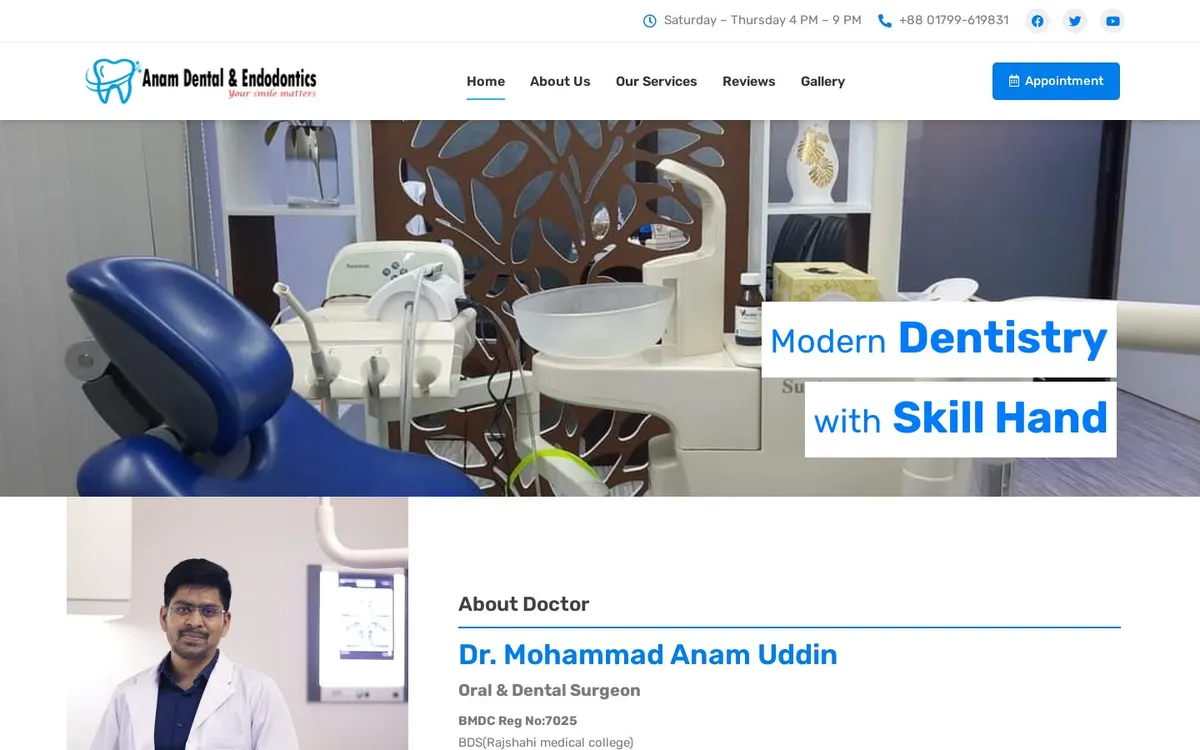 Anam Dental & Endodontics website