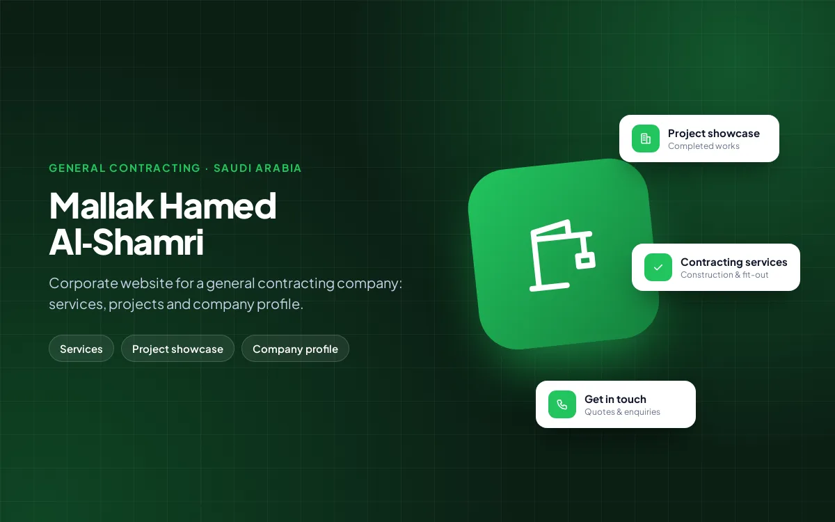 Mallak Hamed Al-Shamri Contracting website