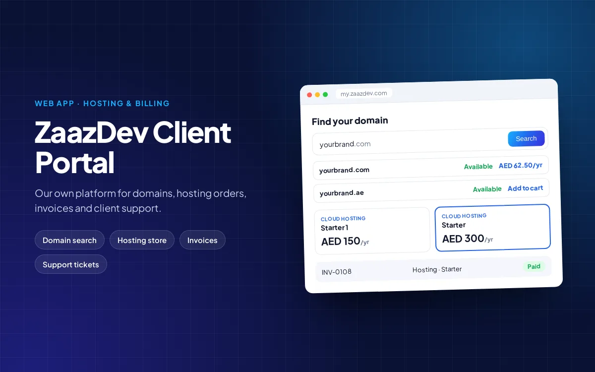 ZaazDev Client Portal website